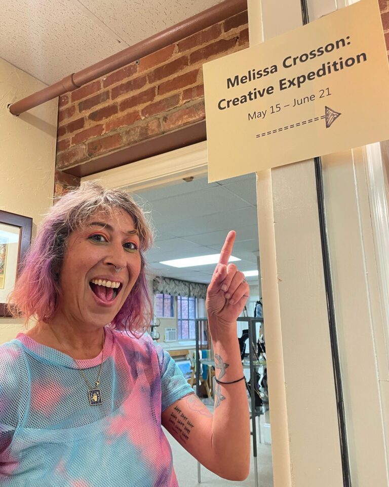 Melissa Crosson at the opening of her new art exhibit in Hickory, North Carolina