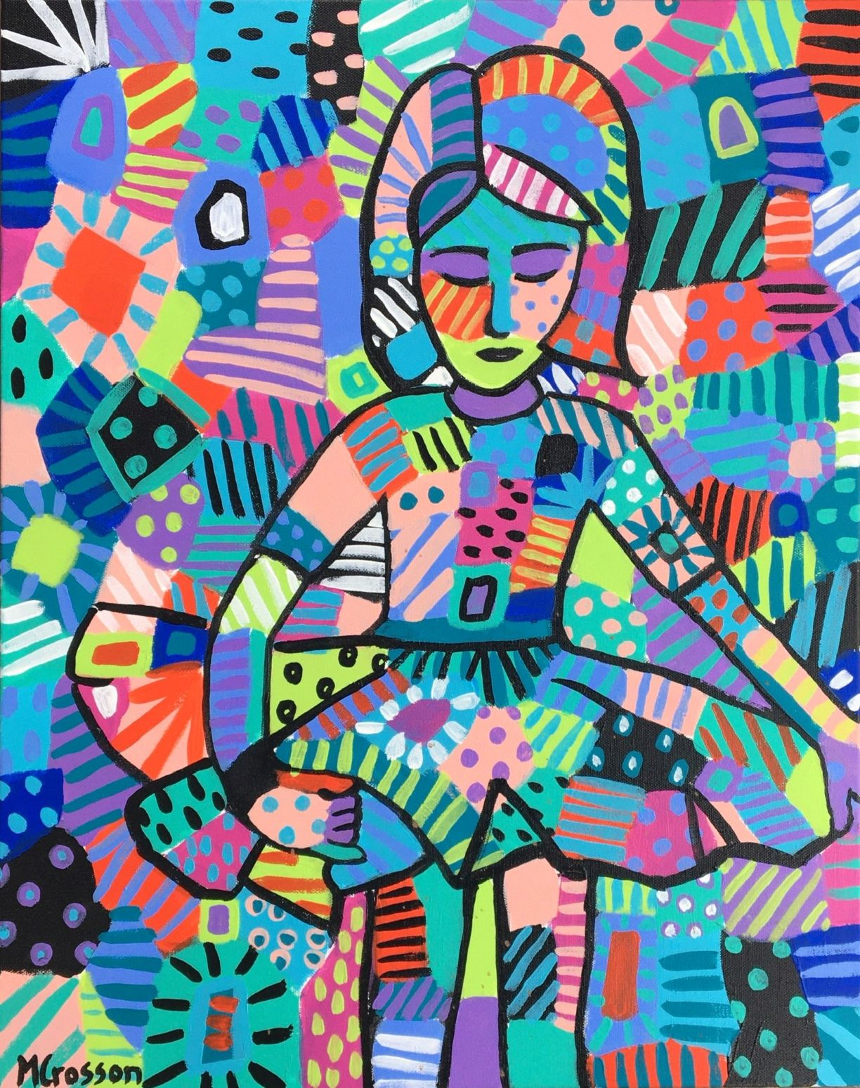 Painting of a somber girl in a tutu by Melissa Crosson