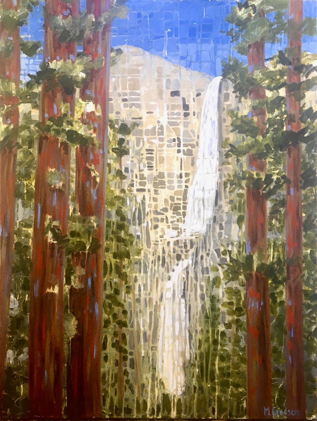 Acrylic on canvas painting of Yosemite Falls by Melissa Crosson